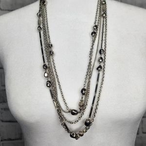 Vintage 60's  Multiple Layers Silvertone Necklace